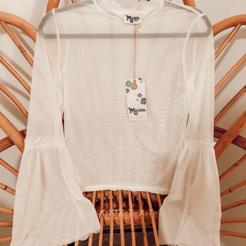 Show Me Your Mumu Sheer Trumpet Sleeve blouse